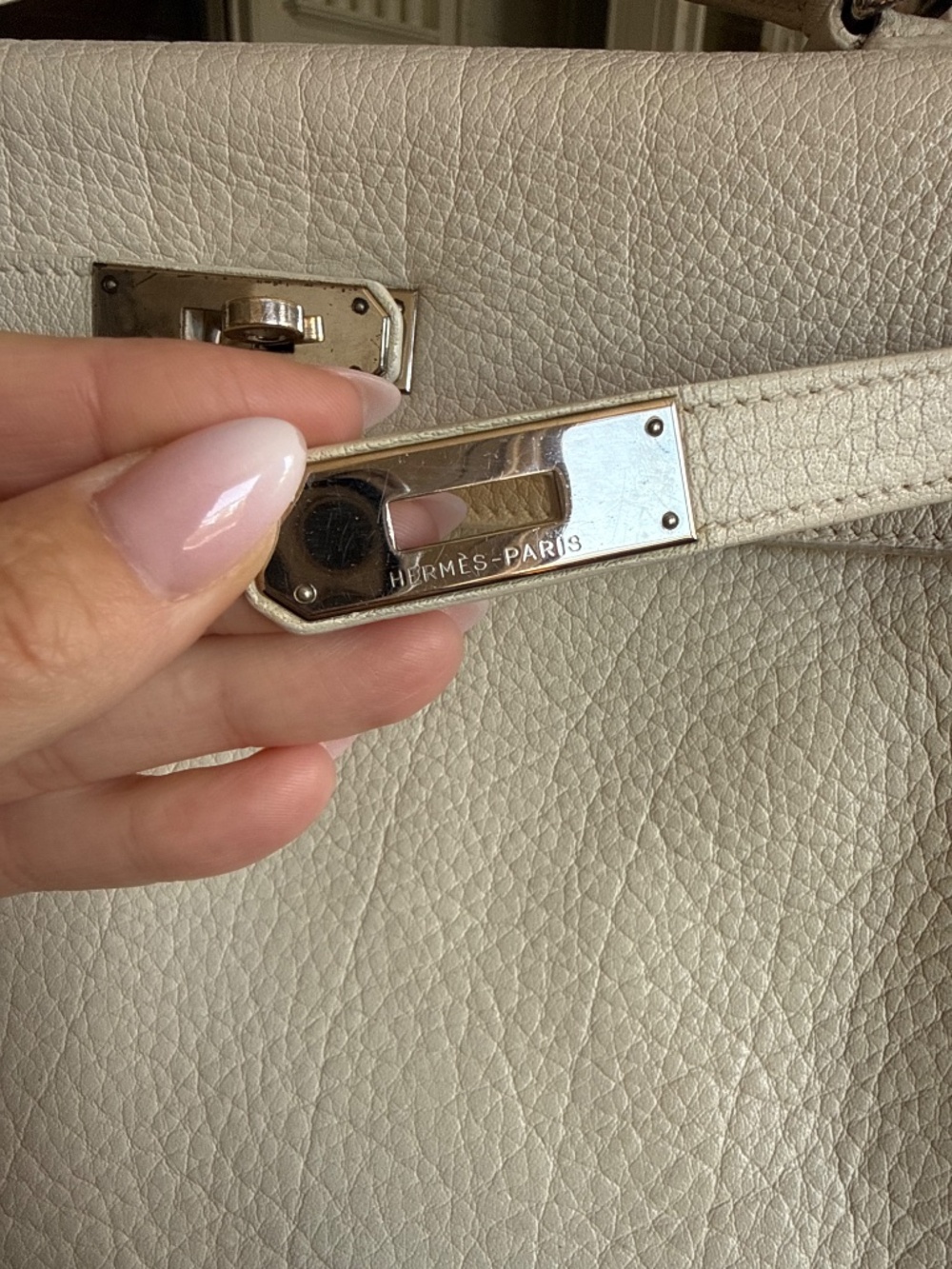 Hermes Kelly 32 parchemin togo leather with palladium hrdw, strap, key - Picture 10 of 15